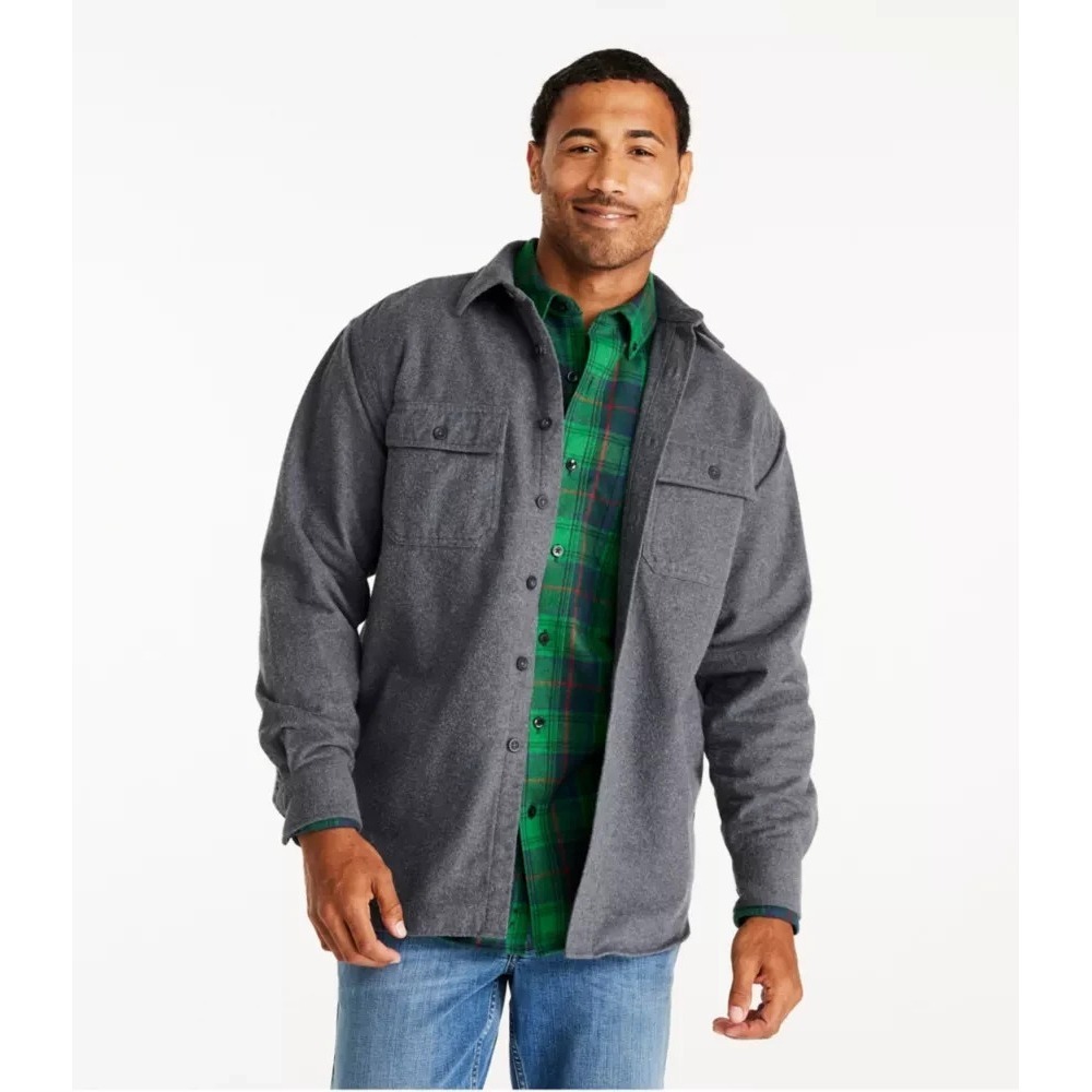 L.L. Bean Chamois Shirt Mens XL Gray Heather Traditional Fit Heavyweight Flannel